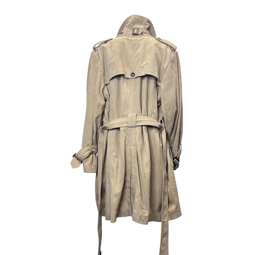 Banana Republic Classic Double Breasted Tan Suede Trench Coat Size XXL - Picture 12 of 15